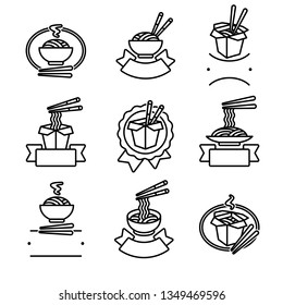 Noodle labels and elements set. Collection icon noodles. Vector
