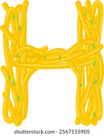 Noodle Letter Alphabet Vector H