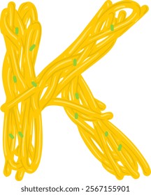 Noodle Letter Alphabet Vector K