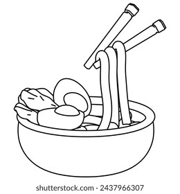 Noodle line art. Vector illustration with food theme and line art style.