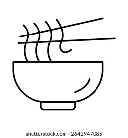 Noodle Line Editable Stroke Icon. Fast-food And Drinks Themes Vector Illustration