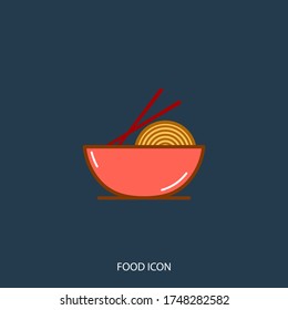 Symbol für die Noodle-Linie einzeln auf Hintergrund. Symbol, Logo. Vektorgrafik