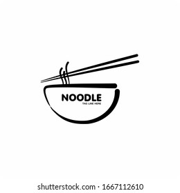 Noodle logo , bowl and chopsticks icon 