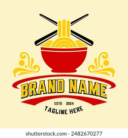 noodle logo. a bowl of noodles, for noodle businesses, fast food, Korean or Japanese food