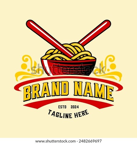 noodle logo design. a bowl of hot noodles for noodle businesses, fast food, Korean or Japanese food