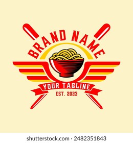 noodle logo design. fast food design, noodles, Korean menu, japanese food, vector illustration design.