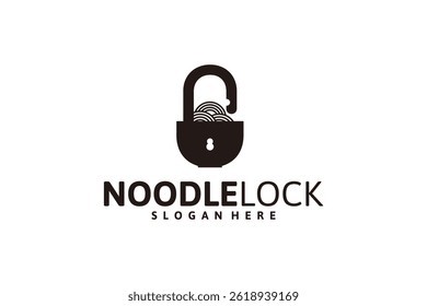 noodle logo design with padlock, logo inspiration.