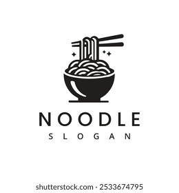 Noodle logo design template,ramen and spaghetti icon with chopstick symbol