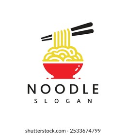 Noodle logo design template,ramen and spaghetti icon with chopstick symbol