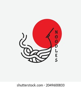 noodle logo, Japanese food logo, Asian food logo, Asian noodles logo being cooked on a 