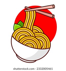 noodle logo, Japanese food logo, Asian food logo, Asian noodles logo being cooked