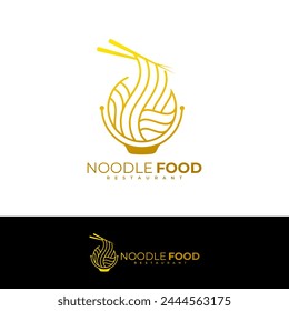 Logotipo de fideo con diseño de estilo de línea, logotipos de restaurante