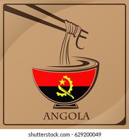 noodle logo made from the flag of Angola