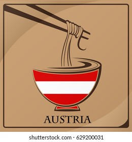 noodle logo made from the flag of Austria