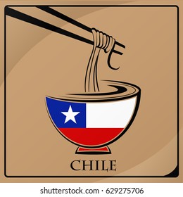 noodle logo made from the flag of Chile