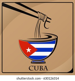 noodle logo made from the flag of Cuba
