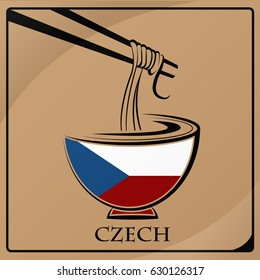noodle logo made from the flag of Czech
