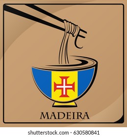 noodle logo made from the flag of Madeira