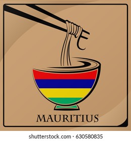 noodle logo made from the flag of Mauritius