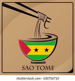 noodle logo made from the flag of Sao Tome