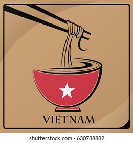 noodle logo made from the flag of Vietnam