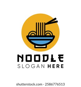 noodle logo ramen with bowl and chopstick simple design