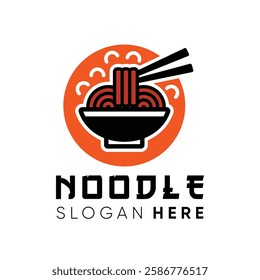 noodle logo ramen with bowl and chopstick simple design