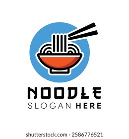 noodle logo ramen with bowl and chopstick simple design