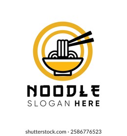 noodle logo ramen with bowl and chopstick simple design