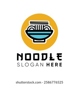 noodle logo ramen with bowl and chopstick simple design