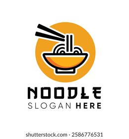 noodle logo ramen with bowl and chopstick simple design