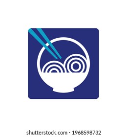 noodle logo template with flat blue color style