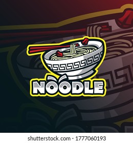 noodle mascot logo design vector with modern illustration concept style for badge, emblem and tshirt printing. noodle illustration.