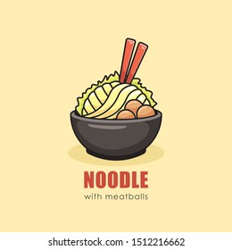 Noodle with Meatballs Vector Graphic Design