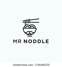 noodle mustache logo design vector illustration