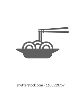 Noodle on plate with chopsticks icon vector in trendy flat style isolated on white background