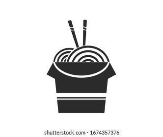 Noodle pack icon. Noodle icon.  Asian street food.  Noodle box icon. 