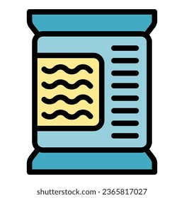 Noodle pack icon outline vector. Japan food. Menu japan color flat