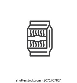 Icono de línea de paquete de fideos. signo de estilo lineal para concepto móvil y diseño web. Icono del vector de contorno del cuadro de fideos. Símbolo, ilustración del logotipo. Gráficos vectoriales