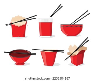 Noodle package takeaway, vector illustration