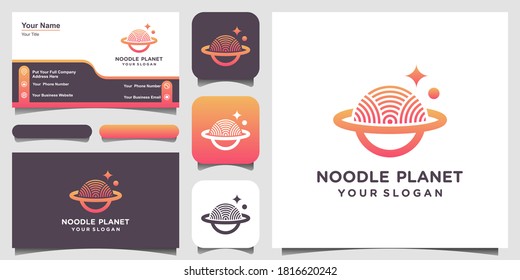 Noodle planet Logo designs Template. noodles combined with planet sign.