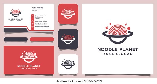 Noodle planet Logo Template Design Vector, Emblem, Design Concept, Creative Symbol, Icon. planet. set of logo and business card design