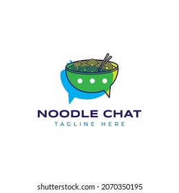 noodle ramen chat talk bubble bowl logo vector icon illustration isolated on white background