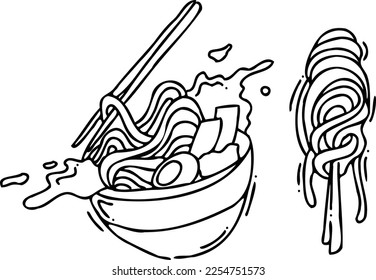 Ilustraciones de vectores de pulsera de fideo o de ramen