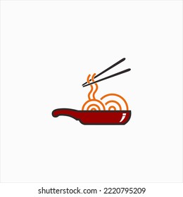 Logo-Design für Noodle und Rāmen-Symbole, Vektorgrafik-Vorlage