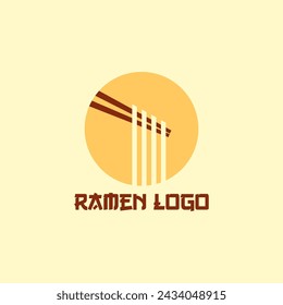 Plantilla de vector de diseño de logotipo de icono de ramen de fideos. Ilustración vectorial.