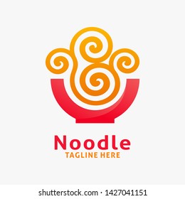 Noodle and ramen logo design in modern style with twirl noodle shape
