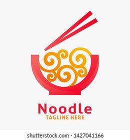 Noodle and ramen logo design in modern style with twirl noodle shape