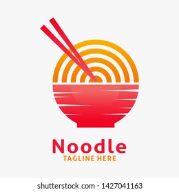 Noodle and ramen logo design in sunset element