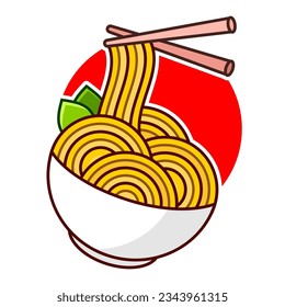 Noodle and ramen logo design vector template. chinese text translation Noodle . Vector illustration.